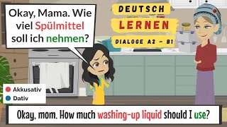 Deutsch lernen | German Dialogues | Deutsch A2 - B1 | Hören & Lesen | Vokabeln | zu Hause