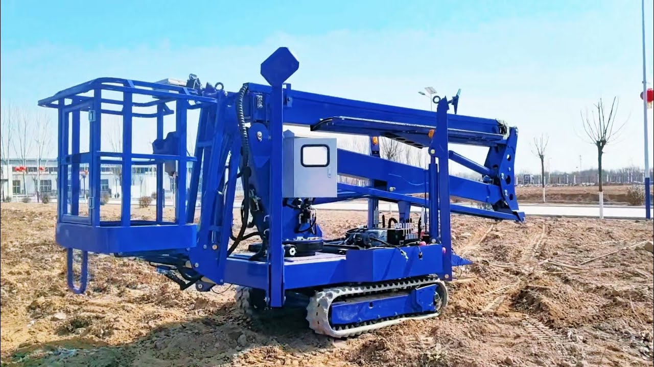 Track Driven Boom Spider Lift Working On Rough Terrain