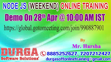 NODE JS (Weekend) Online Training in DURGASOFT