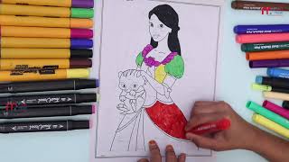 Coloring Queen Elsa Disney Frozen | Coloring Pages For Kids | My Kids Rhymes