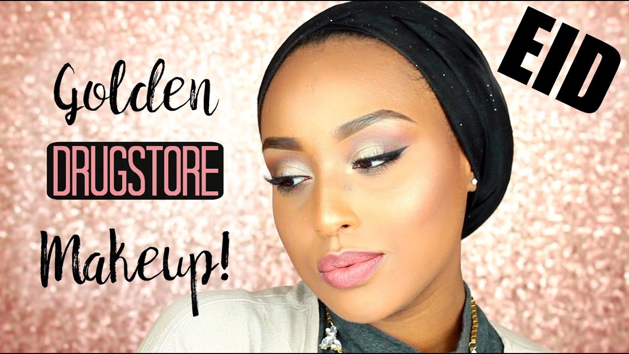 Simple Golden DRUGSTORE MAKEUP Tutorial EID 2016 YouTube