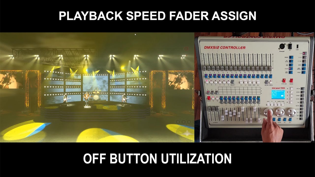 MINI PEARL TUTORIAL 9 of 11 How to assign speed control in playback fader & OFF BUTTON utilize [NP]