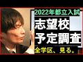 【都立高校入試】令和4年度倍率予測、志望校予定調査を全学区見る。