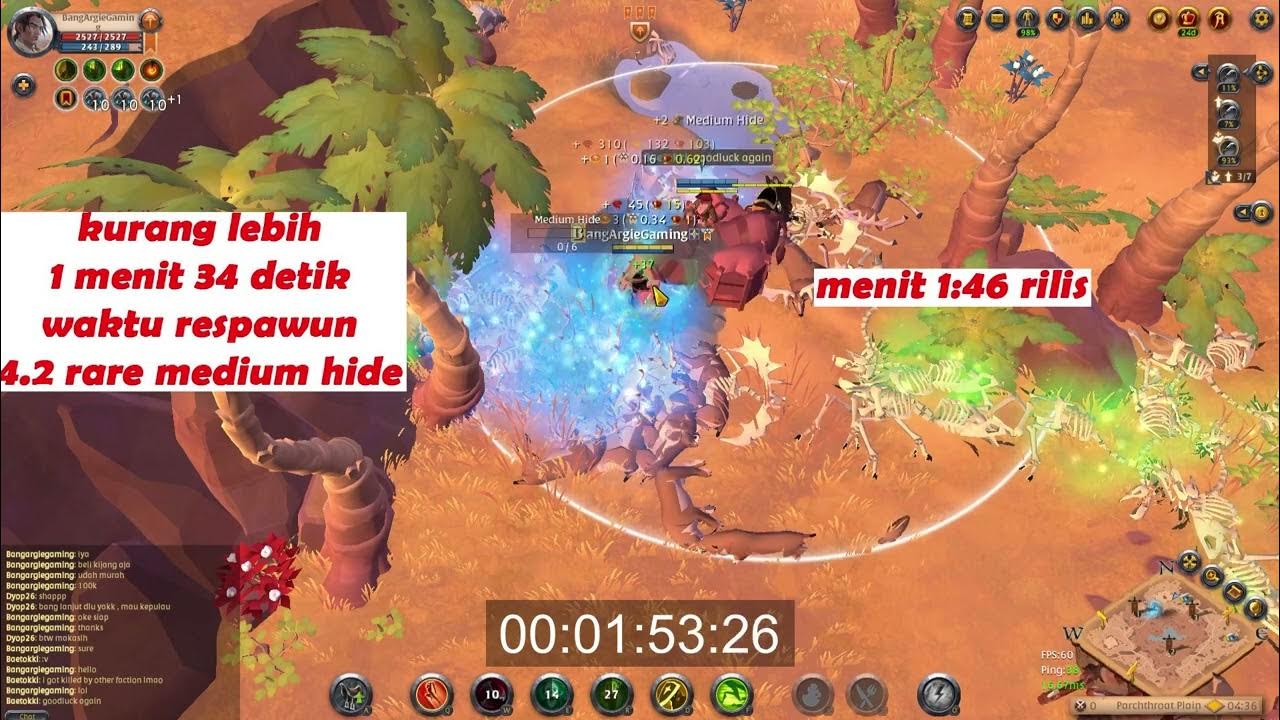 WAKTU RESPAWN GATHERING KULIT TIER 4.2 EXCEPTIONAL HEAVY HIDE DI ALBION