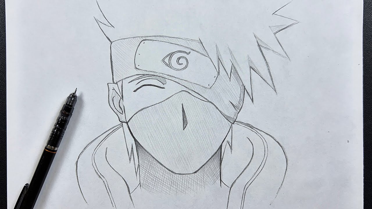 How to draw Kakashi Hatake from Naruto anime - Sketchok easy