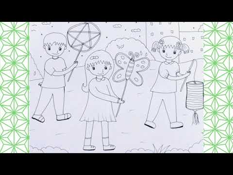 Video Vẽ tranh rước đèn trung thu đơn giản | Vẽ tranh tết... - youtube