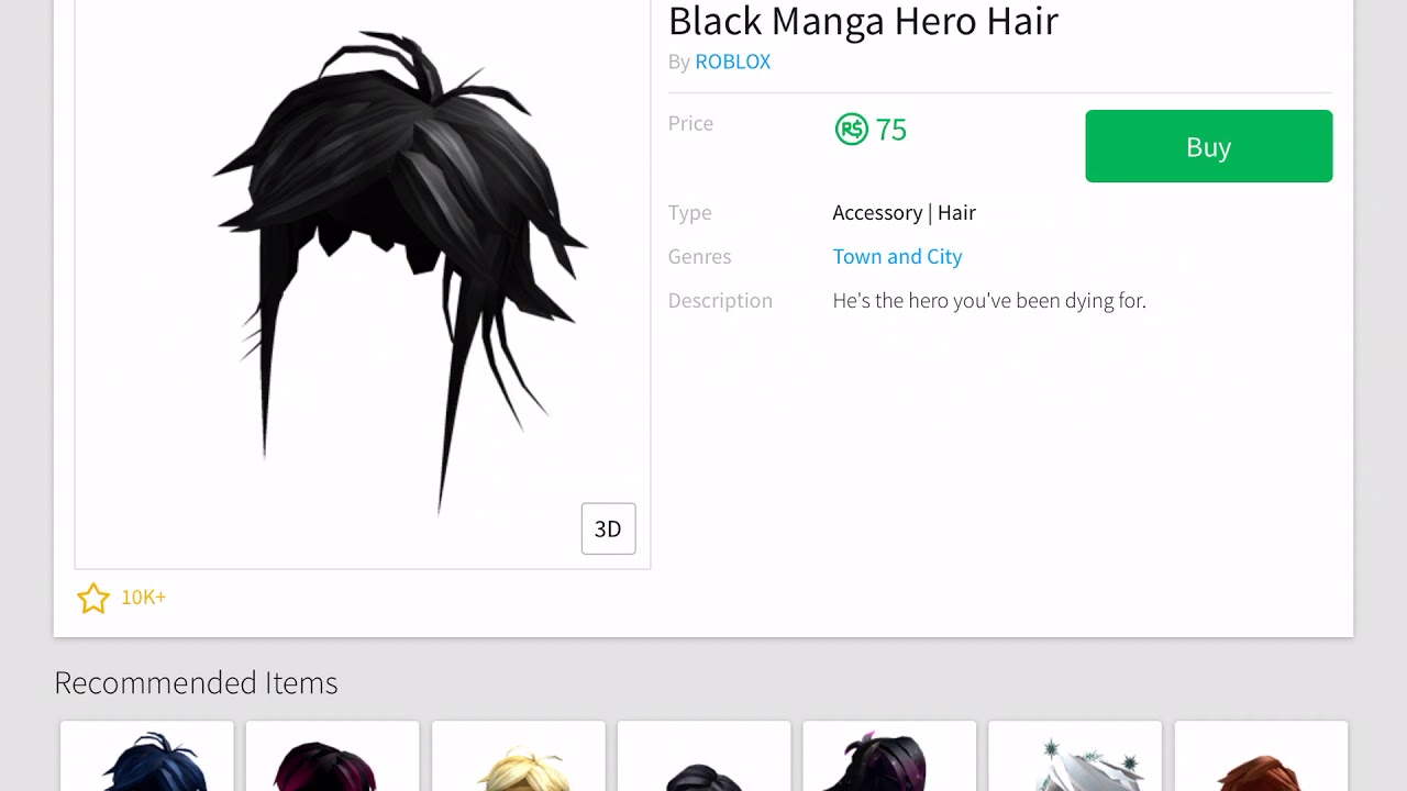 Black Manga Hero Hair Roblox