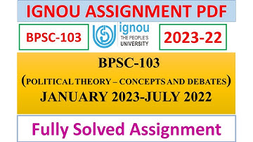 BPSC-103 SOLVED ASSIGNMENT JAN 2023- JULY 2022 | ENGLISH MEDIUM | IGNOU