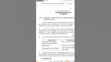 ssc chsl 2018 final result out