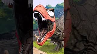 (Jurassic World Evolution)Venom SpiderMan T-Rex vs Brachiosaurus vs Batman Megalodon #SHORTS