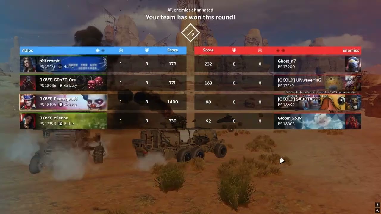 Crossout CW L0V3 vs QCOLD