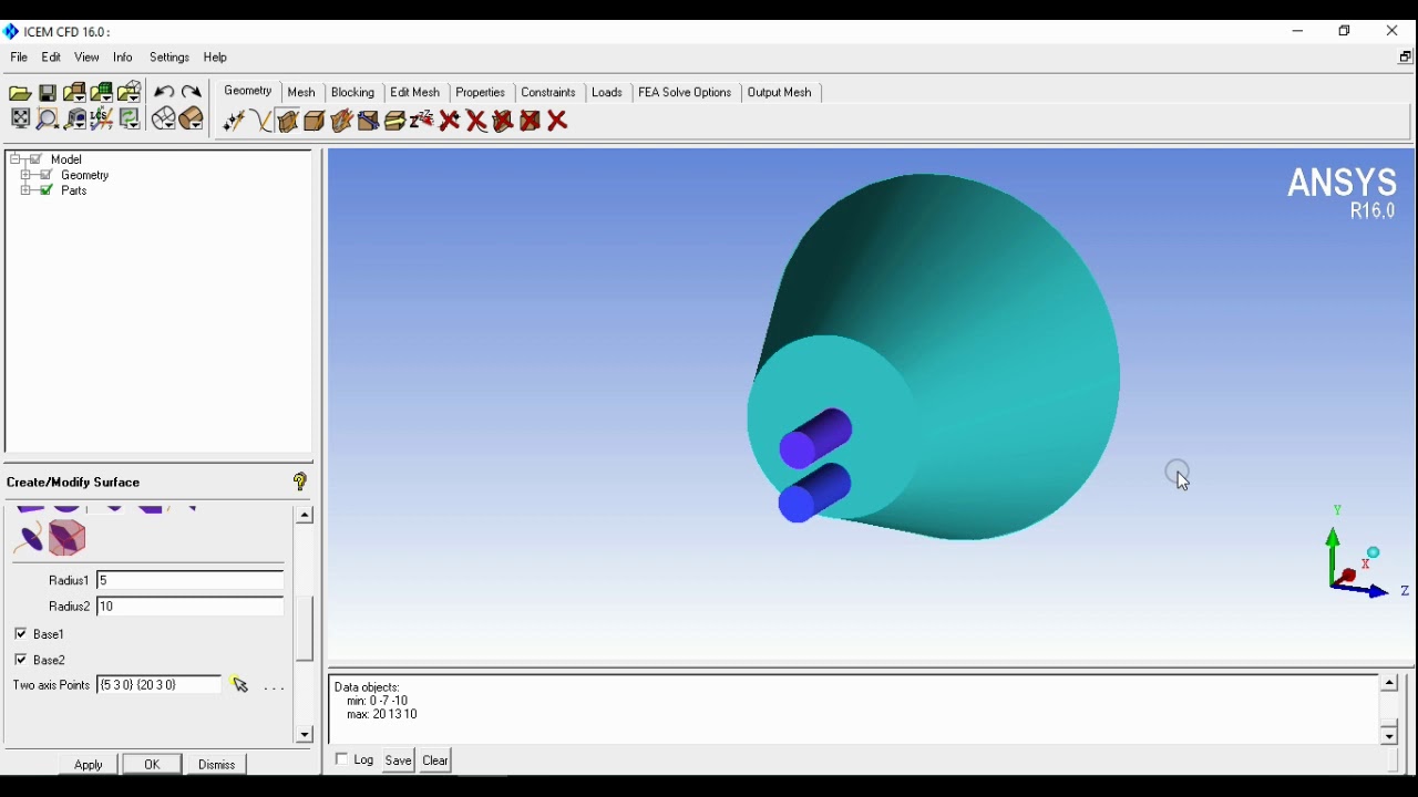 Hexa meshing on two pipes connected to a single diffuser using ICEM CFD ...