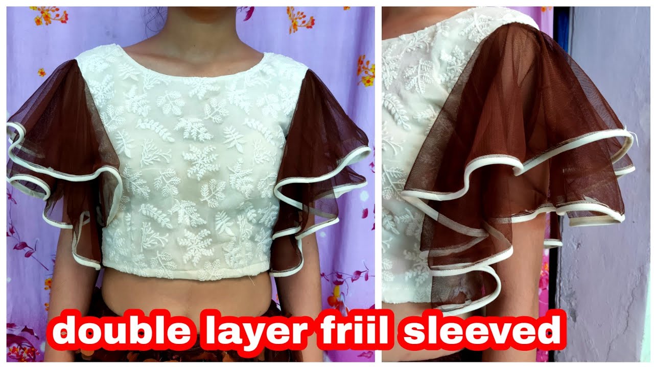 Double Layer Frill Croptop Cutting &Stutching/Layered Frill Sleeves