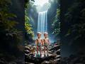 "Twin Babies at Jungle Waterfall 🌈🐶 | Cute & Funny Baby Shorts"