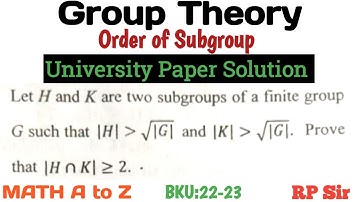 Let H and K are subgroups of a finite group G such as |H| gt √|G| and |K| gt √|G| . |H meet K| ge  2
