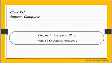 Computer : Chapter : Computer Virus For Class VII : ( Chapter : 3 ) : ( Part : 3 )
