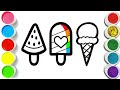 Glitter 3 ice Creams Coloring and Drawing for kids , Toddlers Let's Draw Together Made for kids 