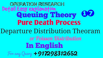 Pure Death Process in Queuing Theory |Departure Distribution Theorem|Poisson Distribution in English