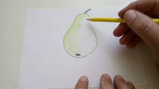 How to draw a pear  Easy drawings of a pear using two circles.