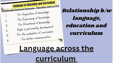 Relationship between language, education and curriculum| Language across the curriculum #bbmku#vbu