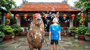 Capybara và bà - Capy cùng anh và cách sử dụng nước siêu tiết kiệm #capybara