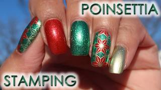 Stamped Poinsettia | 12DOCNA 2025 Day 6 | DIY Nail Art Tutorial | MSLP