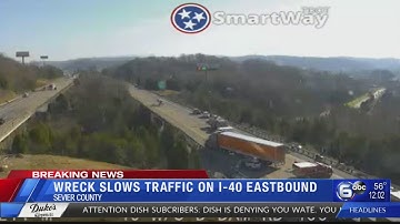 I-40 eastbound closed before Sevierville exit after wreck sends vehicle over guardrail