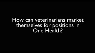 Careers in One Health: How can veterinarians market themselves for One Health jobs?