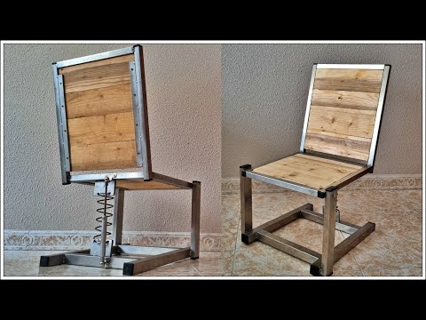Como hacer Silla Mecedora de Madera y Metal con tablas de palets y acero inoxidable