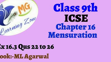 Class 9th ICSE Math Ch 16 Mensuration Ex 16.3 Qus 22 to 26
