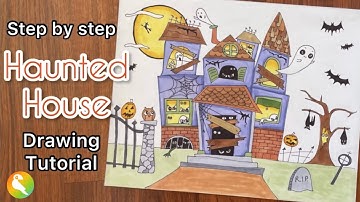 How to Draw a Haunted House | Step by step