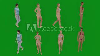 4K Resolution, Various Bikini Women On Green Screen Background Talking, Swimming, Sleeping,