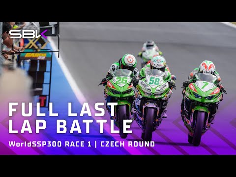 Six-rider showdown in WorldSSP300 Race 1 final lap ?? | 2024 #CzechWorldSBK ??