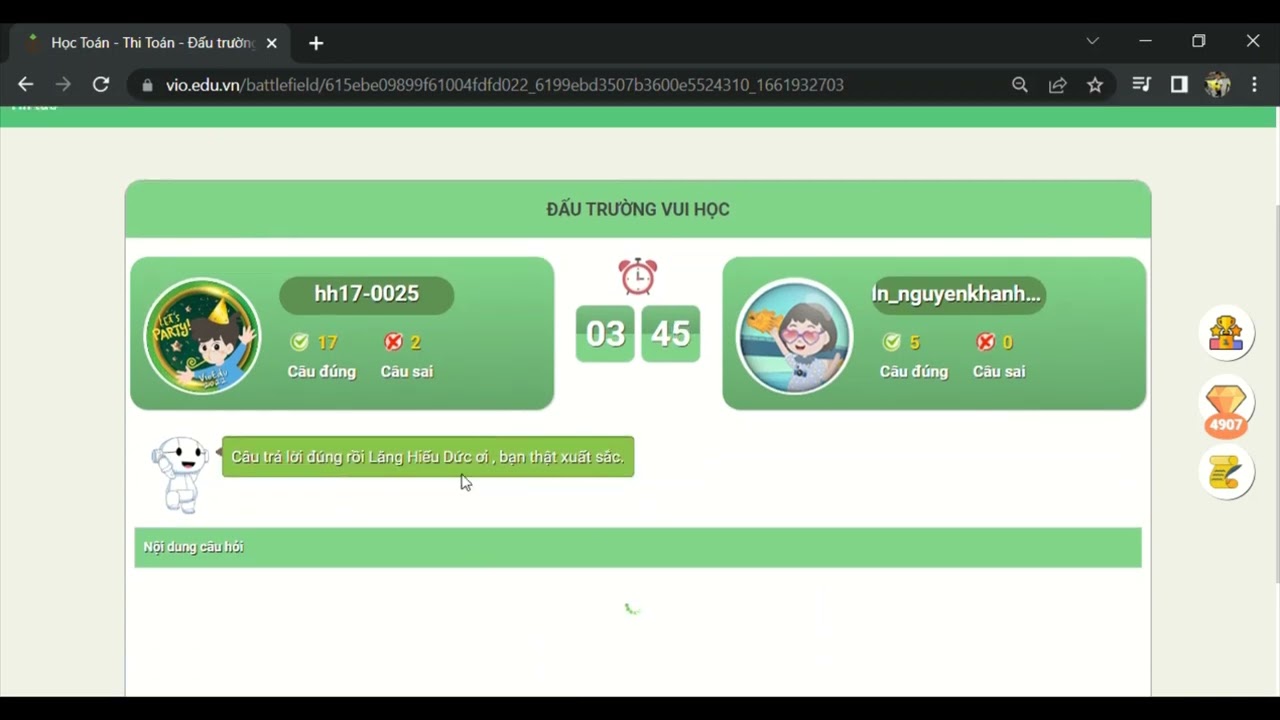 TOÁN THÁCH ĐẤU LỚP 3 TRÊN VIO EDU - youtube