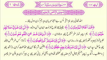 023 Surat ul Mominoon Kashmiri Translated Quran with HD text || سورة المؤمنون کٲشِرۍ پٲٹھۍ