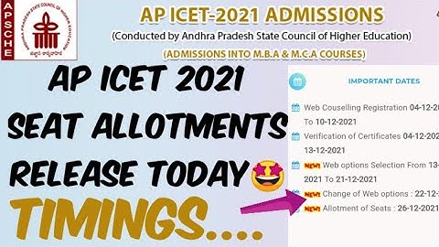 AP ICET 2021 Seat Allotments Release Today 🤩//AP ICET 2021 seat Allotments Available Today at ..?