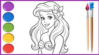 Coloring Ariel the Little Mermaid | EASY & Fun | Princess Ariel Coloring Pages
