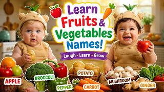 Learn Fruits & Vegetables Names for Kids 🍎🥕 | Baby Learning Fun | Baby Giggles