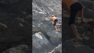 Rock climbing with my bare feet