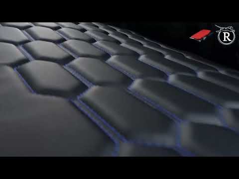 Преміум накидки на задні сидіння RINNEKO Чорна Екошкіра строчка синя дизайн Соти 3 шт, видео 1