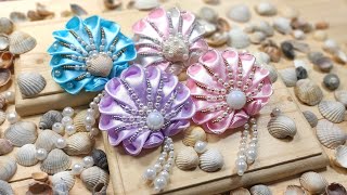 Нежнейшая брошь ракушка из атласных лент 🌼 DIY brooch from ribbon