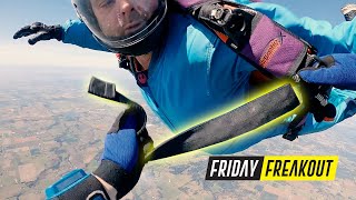 Friday Freakout: Skydiver's Chest Strap Is Undone In Freefall!