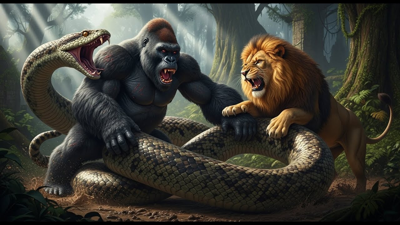 Witness the Fury! EPIC BATTLE: King Kong - Lion vs Titanoboa - Beast Fight