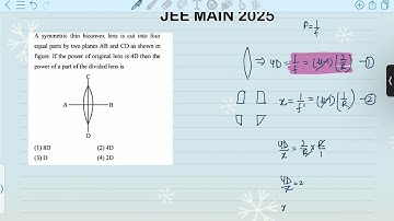 A symmetric thin biconvex lens is cut into four equal parts by two planes AB and CD as shown #jee