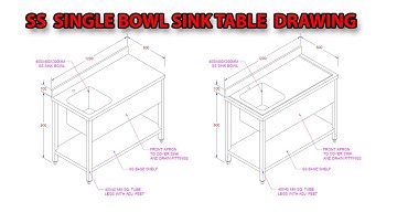 HOW TO DRAW SS SINK TABLE USING AUTO CAD | SS  SINGLE BOWL SINK TABLE ISOMETRIC DRAWING