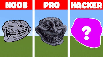 Troll Face - Pixel Art in Minecraft - NOOB vs PRO vs HACKER