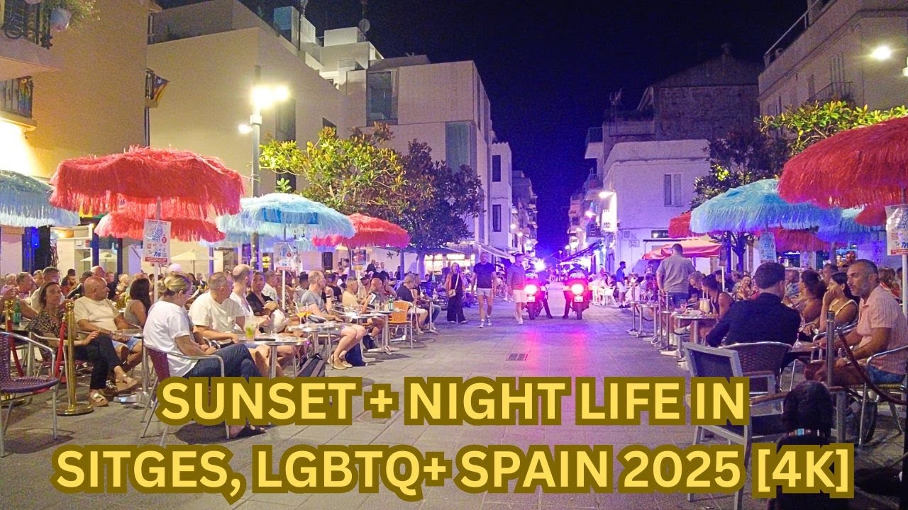 Life in Sitges, Spain sunset and Night life Walking Tour [4K]