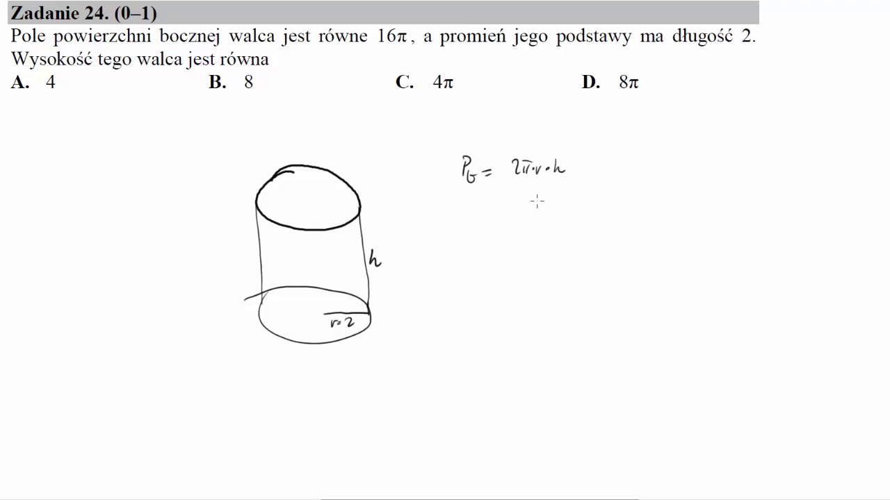 Wzór Na Pole Powierzchni Walca Pole powierzchni bocznej walca jest równe 16π, a promień jego podstawy