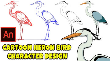 Cartoon character Heron  Design Part 01, Design with adobe animate cc