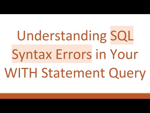 Understanding SQL Syntax